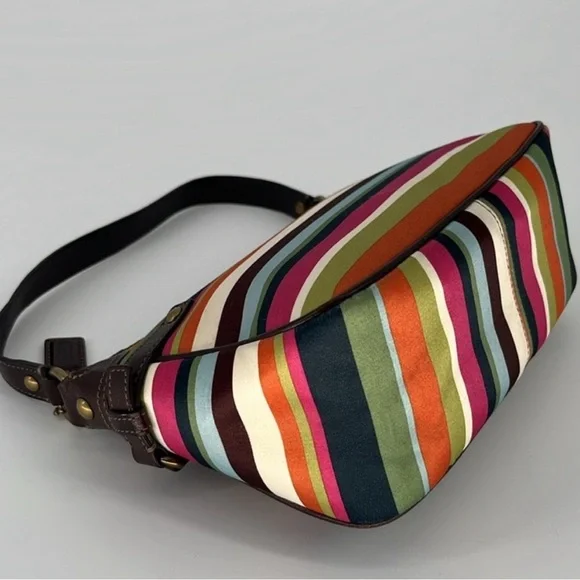 Coach Legacy Stripe Satin and Leather Bag 41852 - Picture 4 of 10